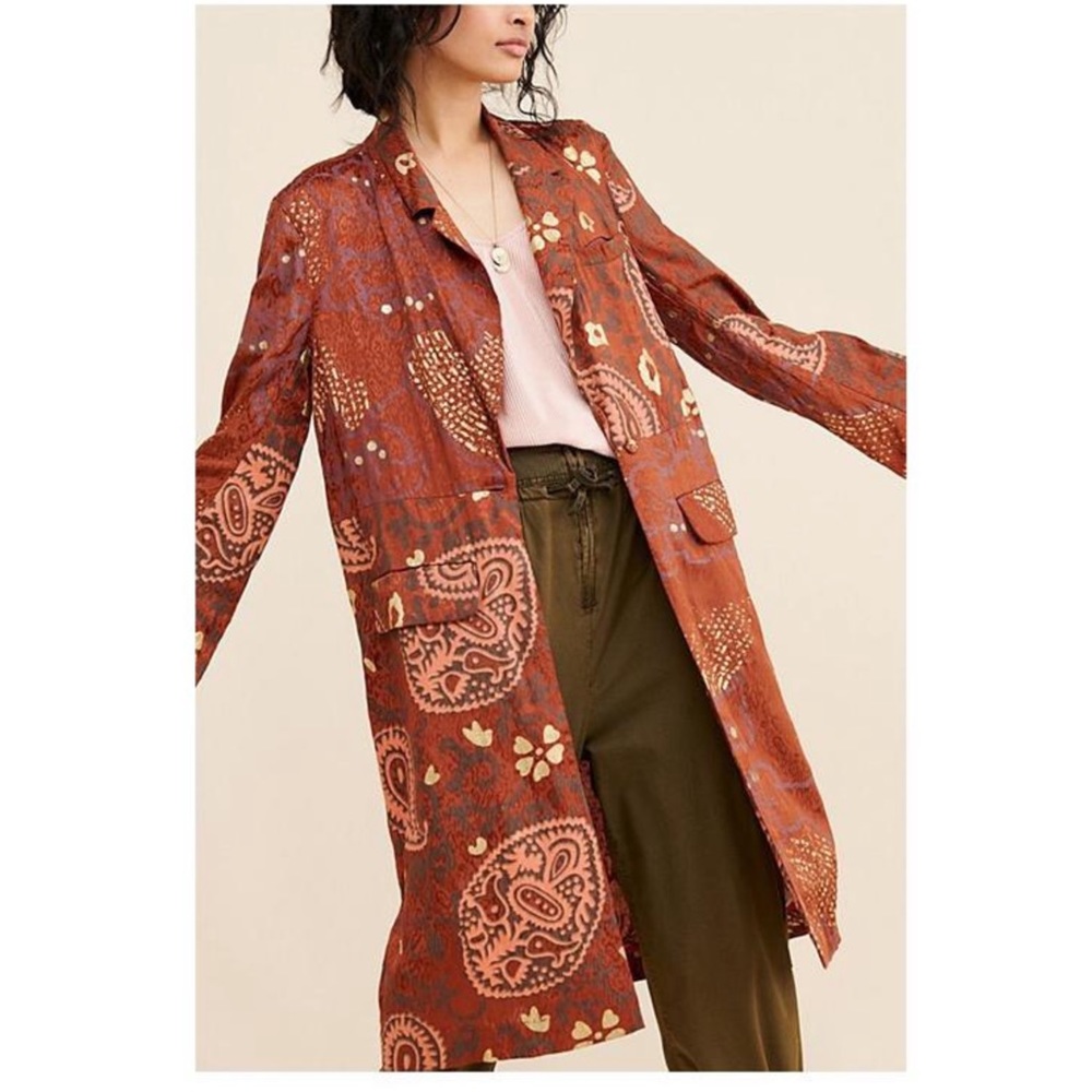 Free People Eye Of The Wild Boho Cognac Duster Trench Coat Jacket